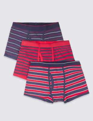 3 Pack Cool & Fresh&trade; 4-Way Stretch Cotton Seaside Striped Trunks with StayNEW&trade;